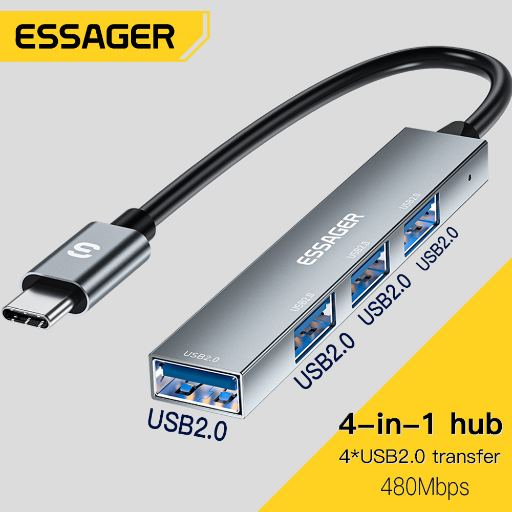 Usb Hub Type C - Essager 4 em 1 cabo usb