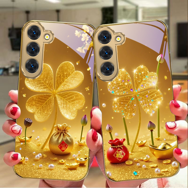 Tablet S9 Fe Accessories - Capa de celular de vidro dourado