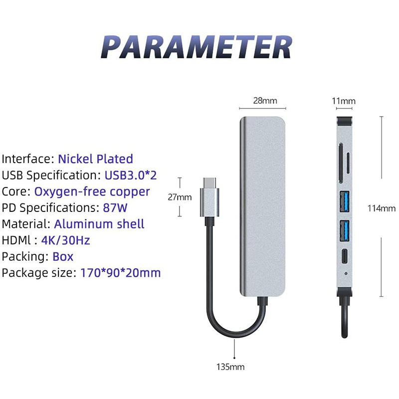 6 em 1 pd tipo c docking stati - Usb Hub Type C avaliação e preço